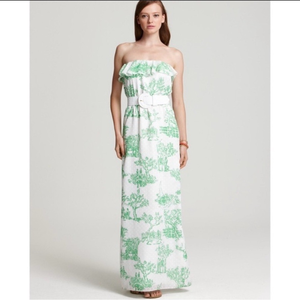 Lilly Pulitzer Green and White Patterned Dress